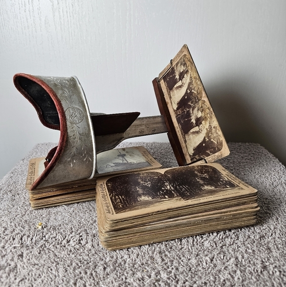 Vintage Stereoscope Stereograph Photo Viewer With 50 Viewing Cards - Picture 4 of 8